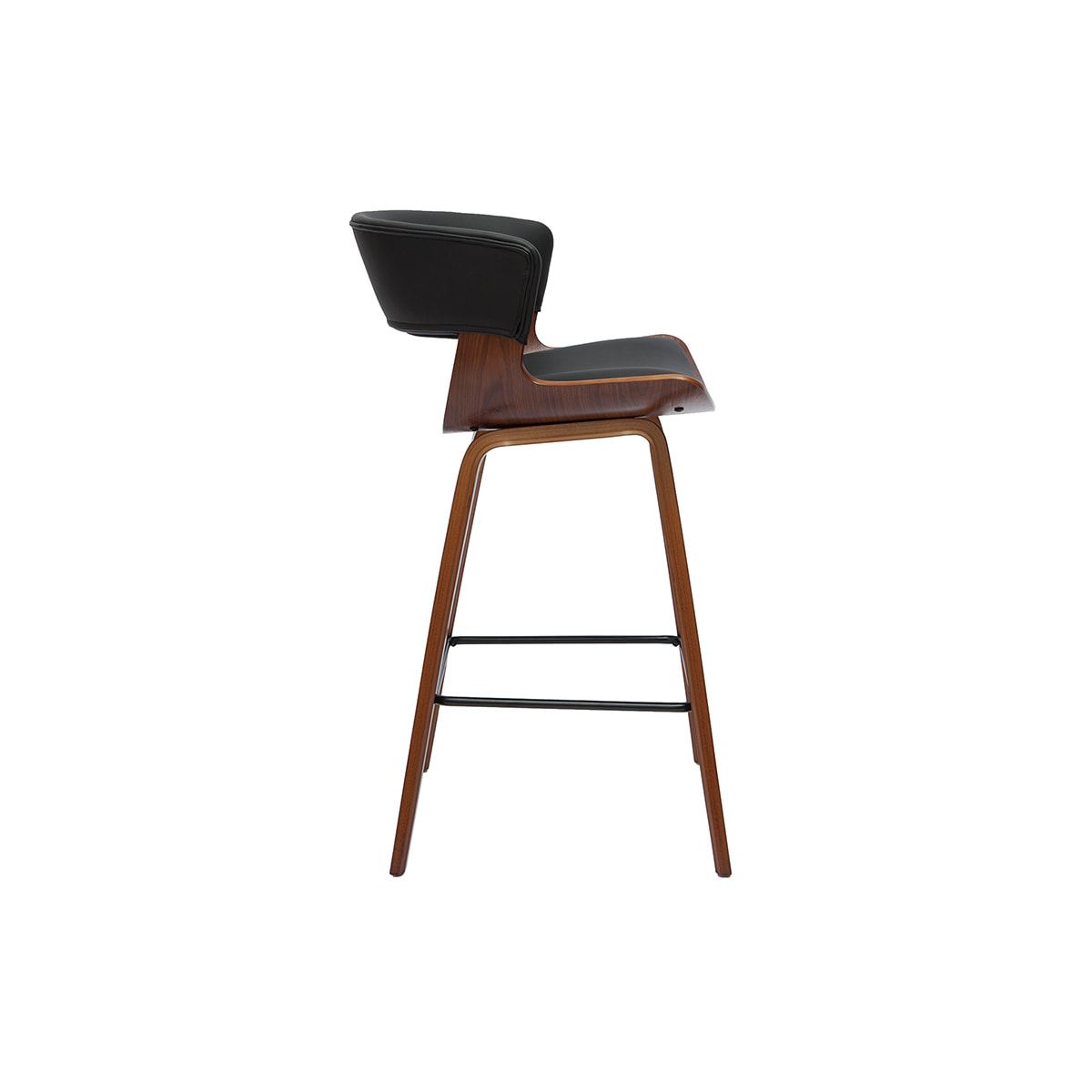 Tabouret de bar design noir et bois foncé H65 cm SYRAH