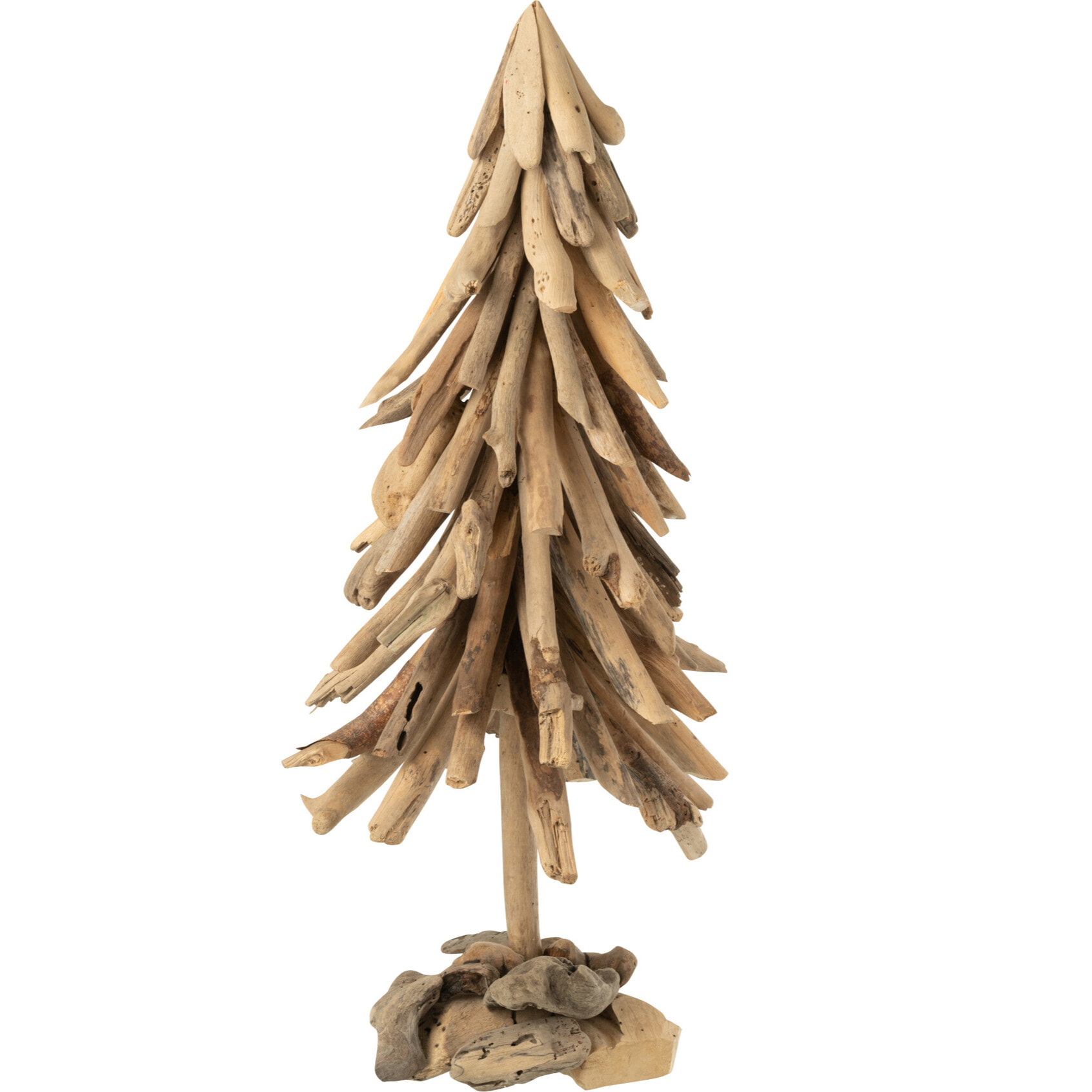 J-Line décoration Sapin de Noël sur pied - bois - naturel - large