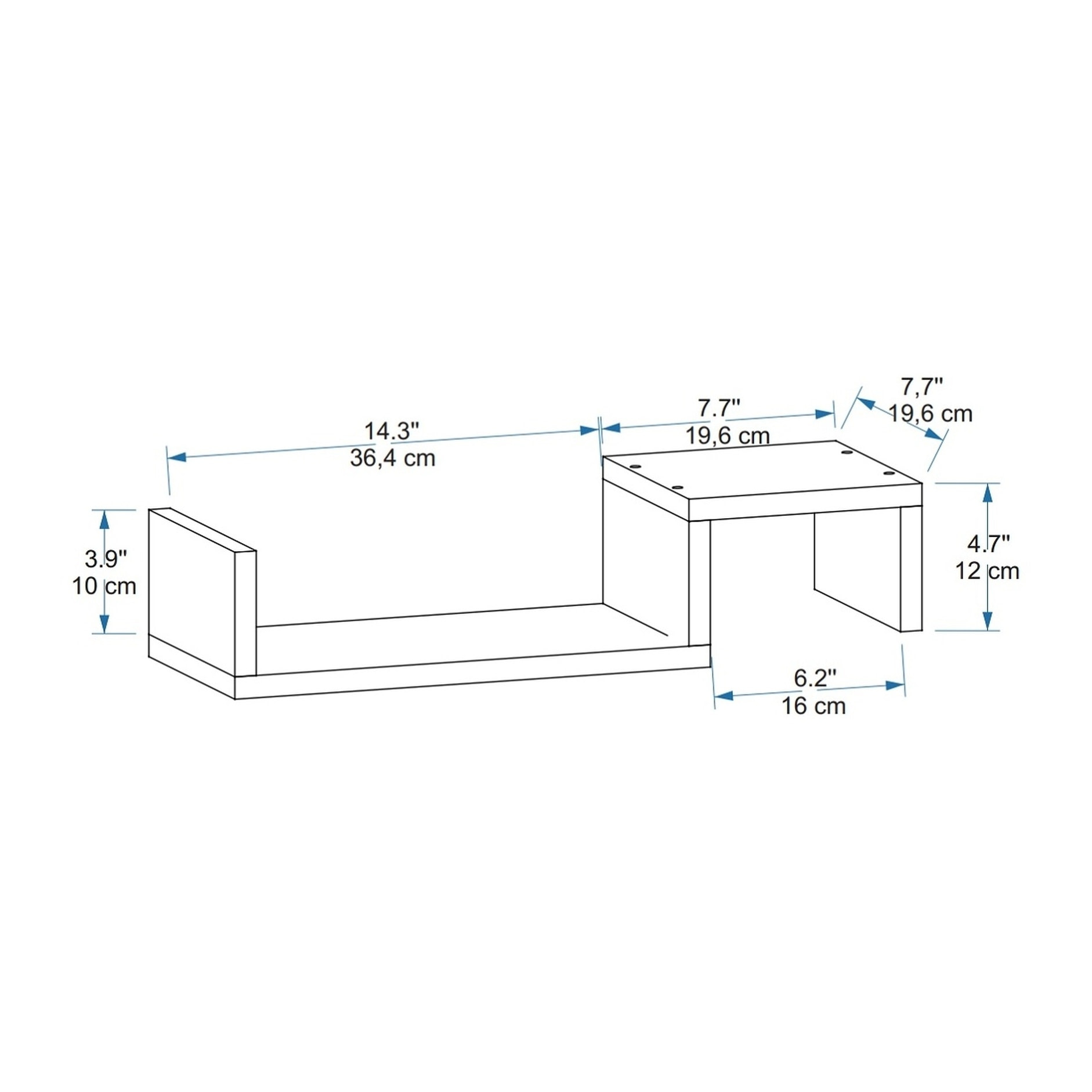 Estantería de pared nogal 12x56x19,6