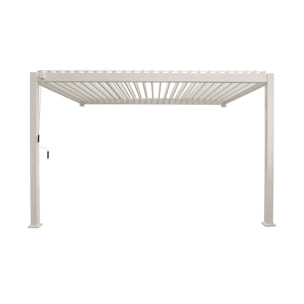 Pergola bioclimatique aluminium beige adossée lames orientables 4x3m Triomphe