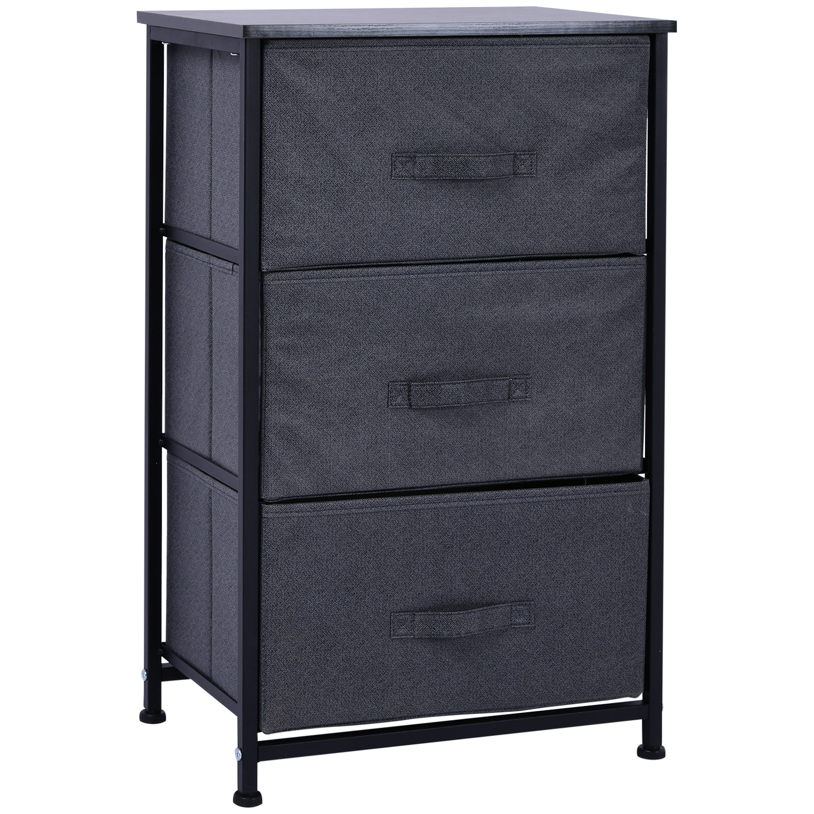 Meuble de rangement 3 tiroirs chiffonnier dim. 45L x 30l x 71H cm métal MDF non tissé noir