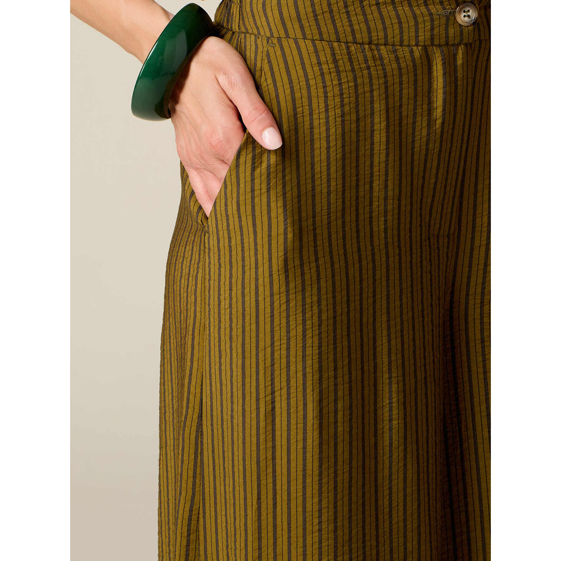 Oltre - Pantaloni palazzo gessati - Verde