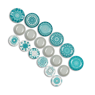 Service de table 18 pièces Excelsa – Mandala, Porcelaine Multicolore
