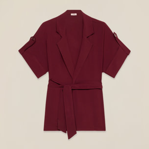 Oltre - Camisa kimono con cinturón - Burgundy