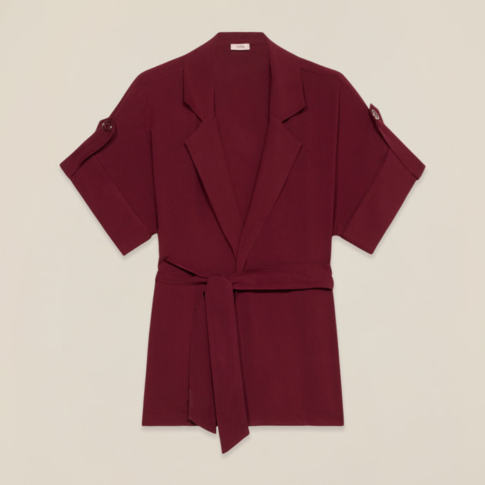 Oltre - Camisa kimono con cinturón - Burgundy
