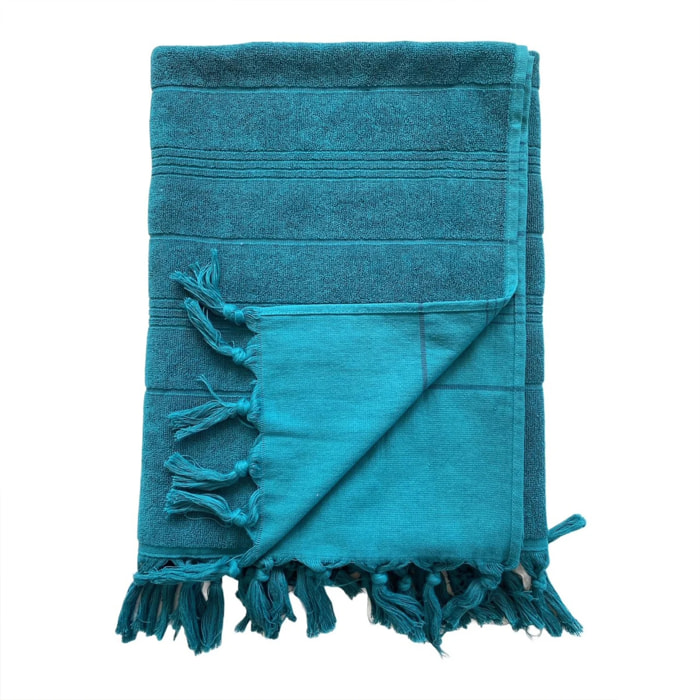 Fouta éponge Bleu 140x180 330g/m² - Hammam Lake XL