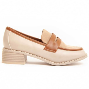 Mocasín de tacón - Beige - Altura: 3 cm