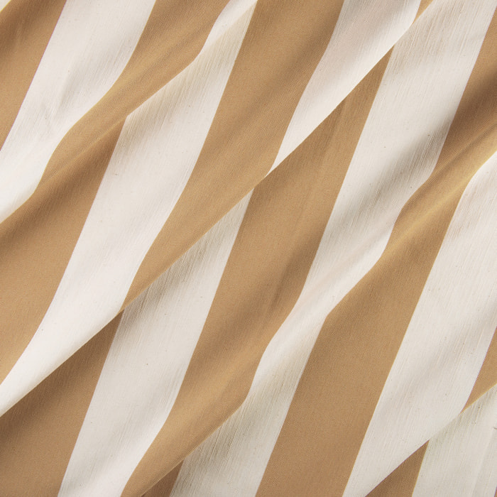 Rideau à rayures verticales en armure satin avec œillets - Marron Clair