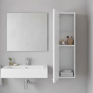 Pensile Da Bagno Sospeso Con 1 Anta E Ripiano Regolabile Mobile Armadietto Moderno Scaffale Salvaspazio In Melamina 85 x 30 x 25 Cm Bianco Lucido