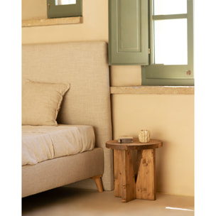 Mesita de noche de madera maciza en tono roble oscuro de 40x40cm Alto: 40 Largo: 40 Ancho: 40