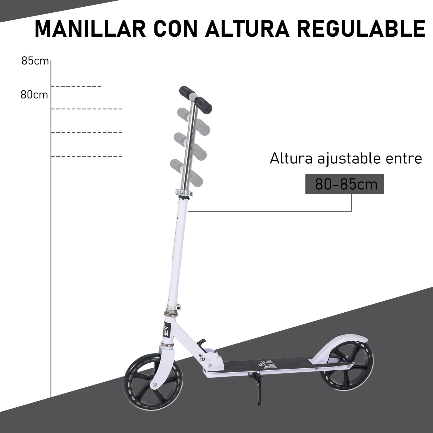 Scooter Infantil Aleación de Aluminio 88x37x75-100 cm Blanco