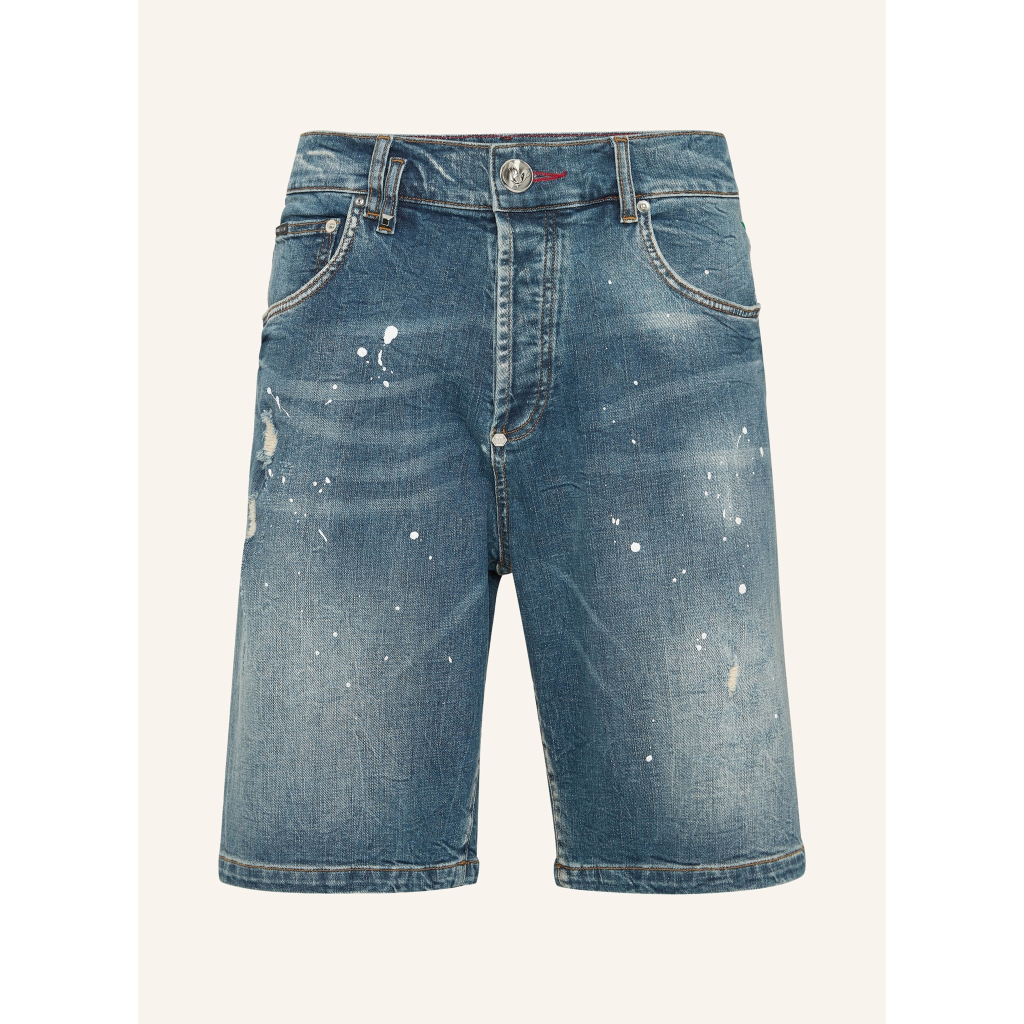 PHILIPP PLEIN DENIM SHORTS SKULL