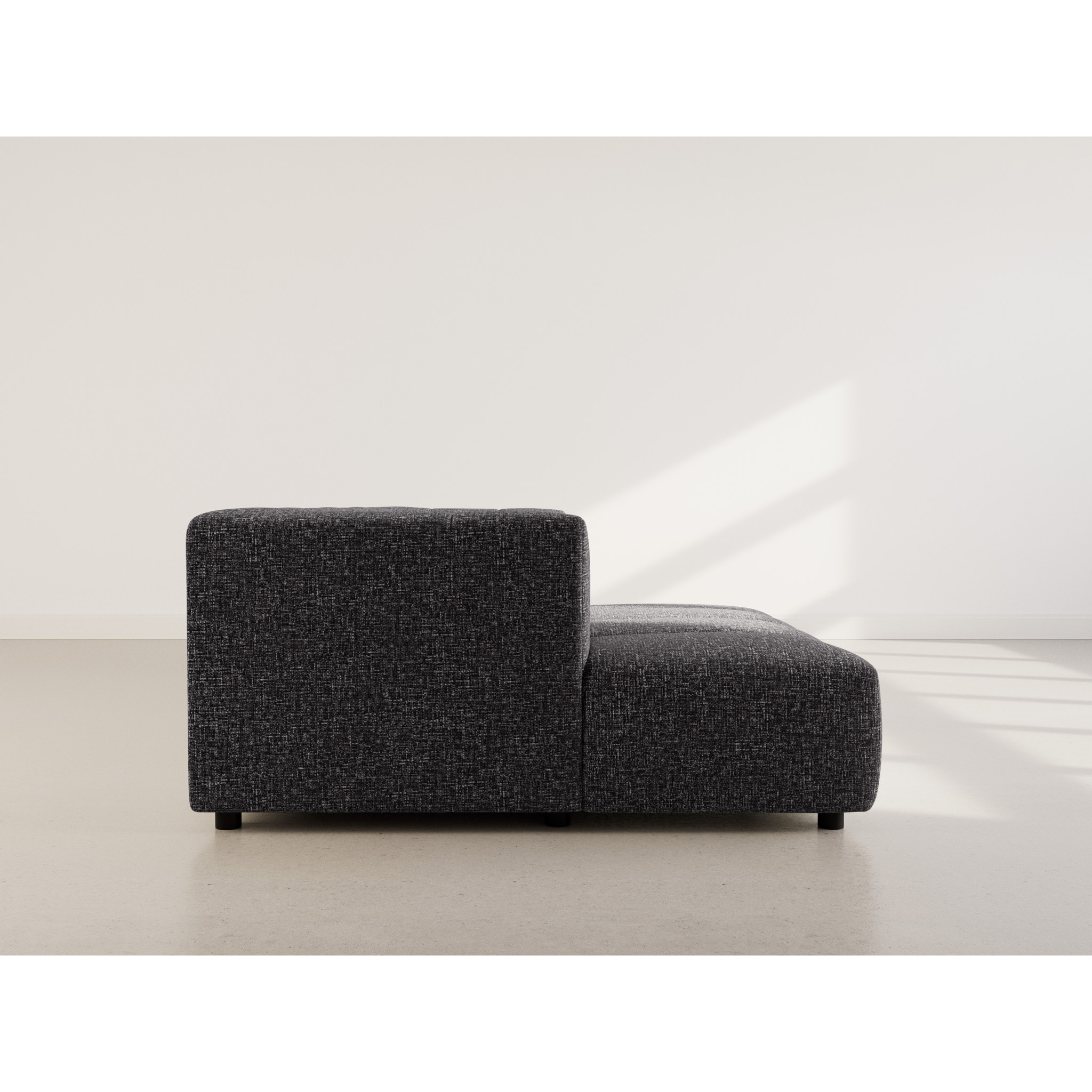Curtis - canapé d'angle gauche 4 places avec accoudoir en tissu texturé - Gris foncé