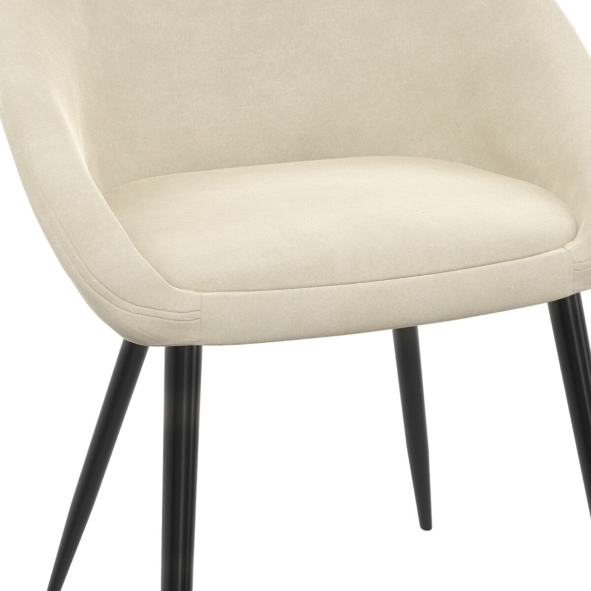 Chaises Dory velours crème pieds métal noirs - lot de 2