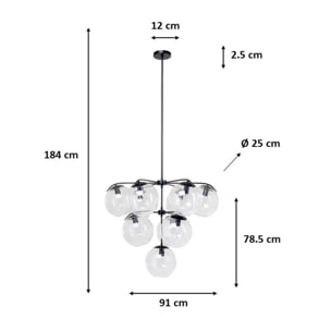 Suspension Lasmina 10 globes noire Kare Design