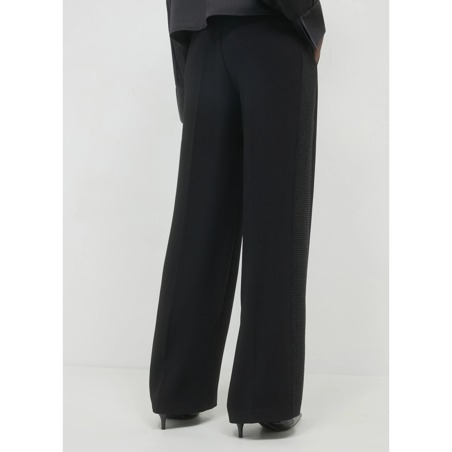 Pantalone palazzo banda strass