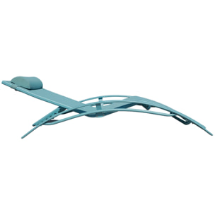 Lot de 2 transats GALAPAGOS en textilène bleu clair - aluminium bleu clair