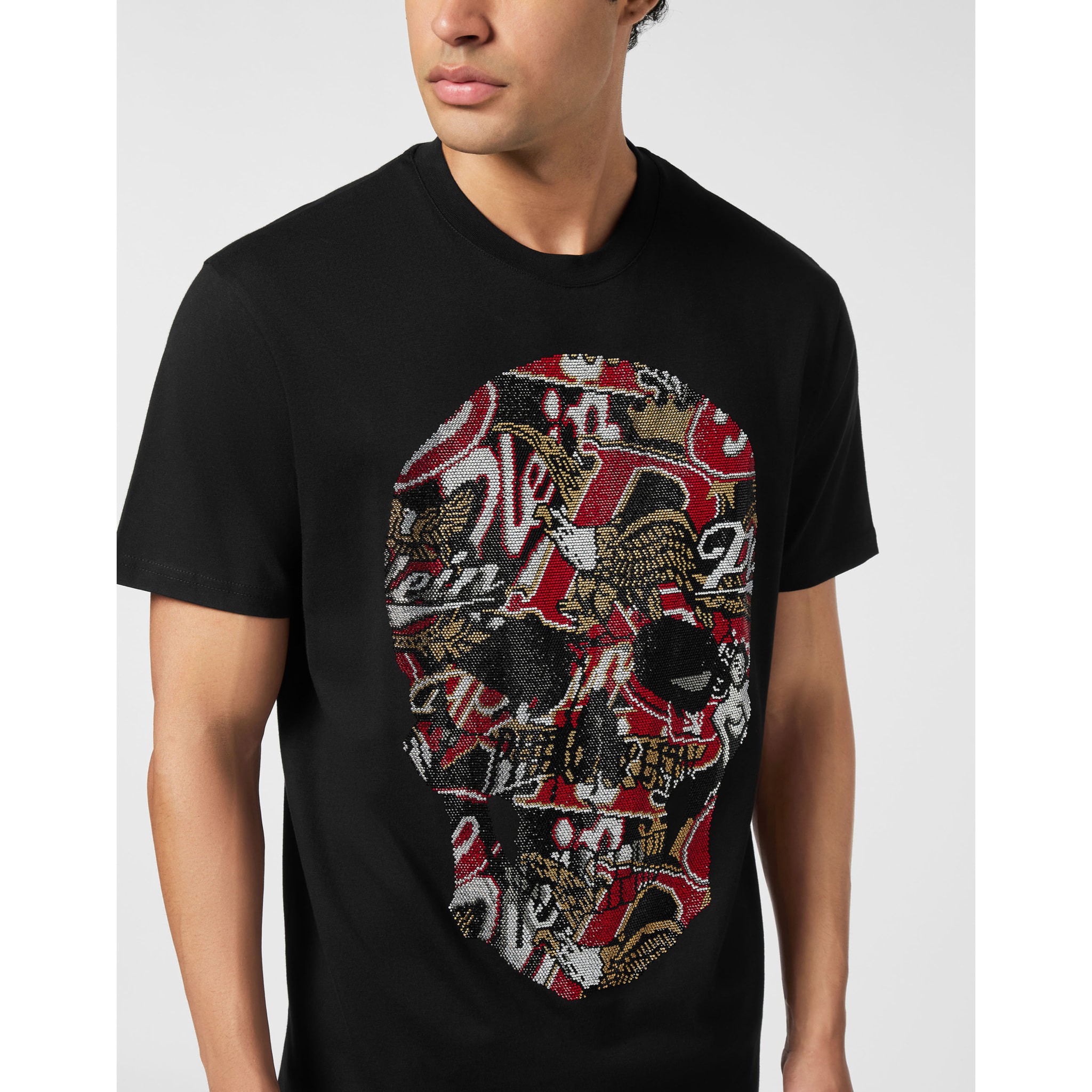 PHILIPP PLEIN Camiseta de cuello redondo y manga corta SKULL