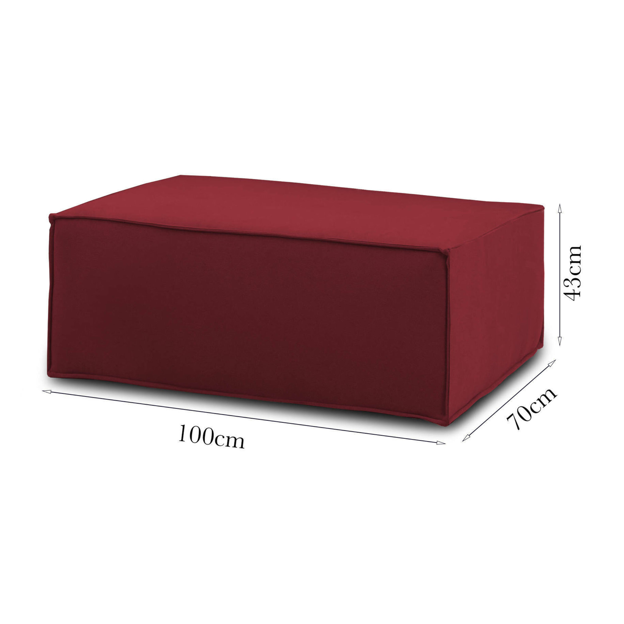 Pouf Antonella, Pouf da salotto, 100% Made in Italy, Poltroncina relax in tessuto imbottito, Cm 100x70h43, Rosso