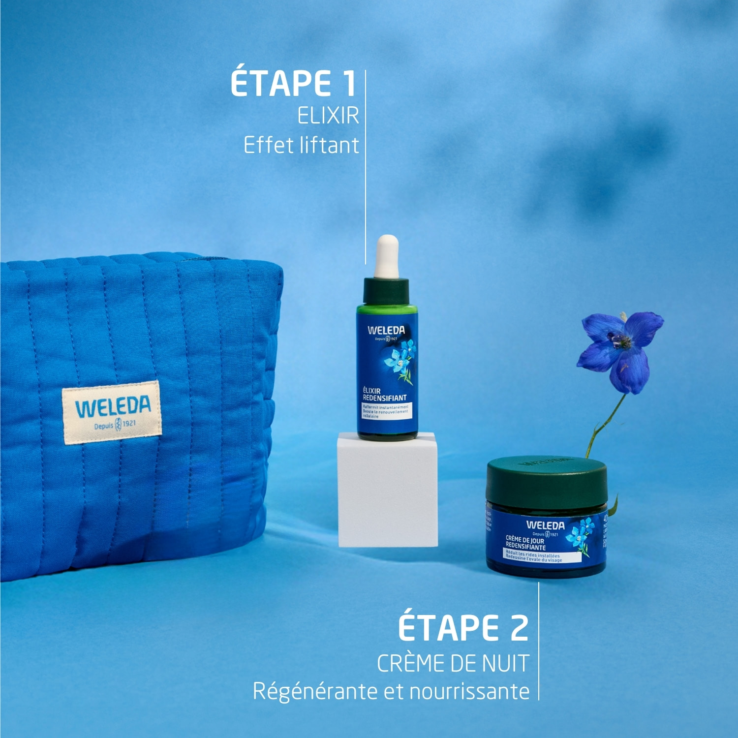 WELEDA - TROUSSE VISAGE GENTIANE BLEUE : Crème de Jour + Elixir - 40+30ml