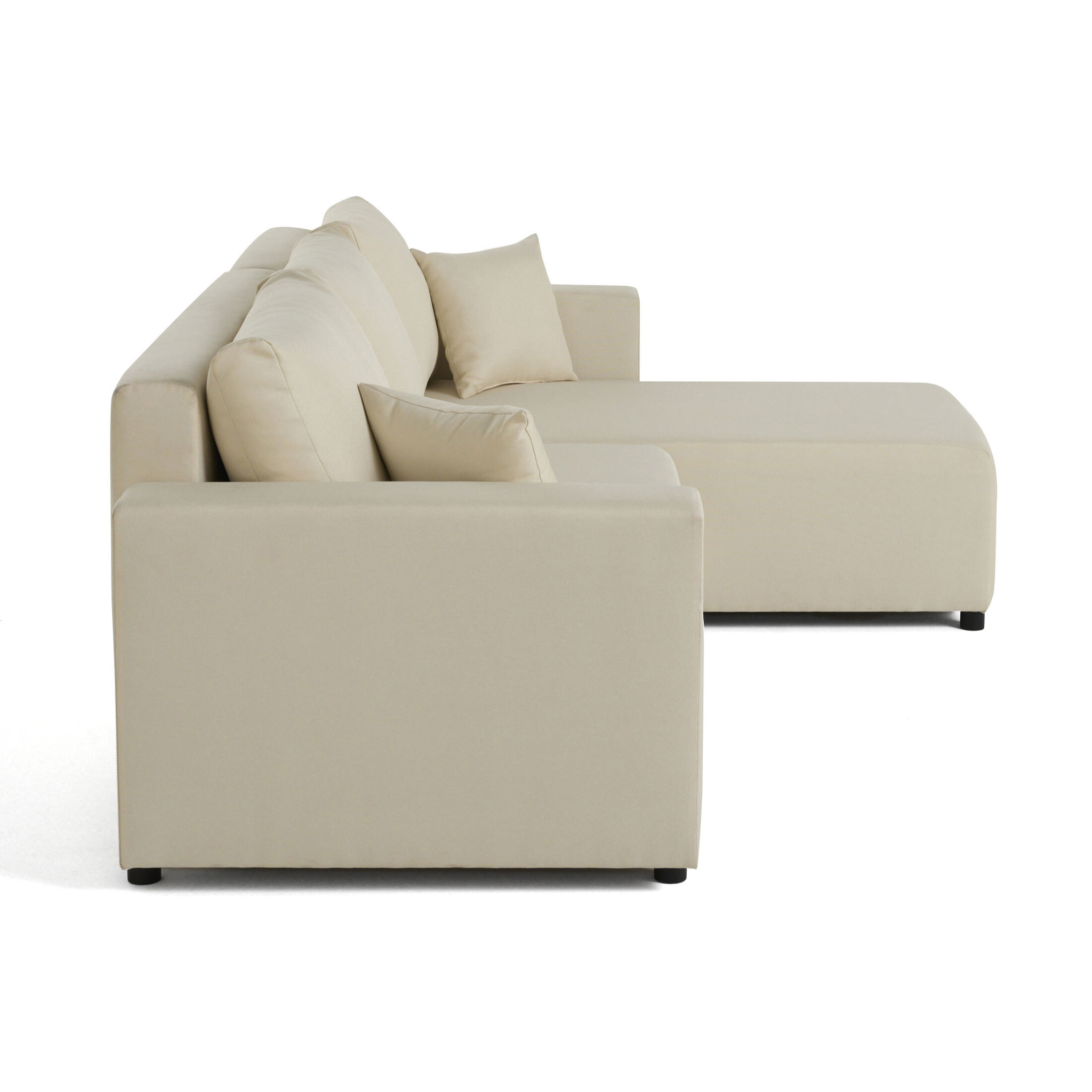 Regala - canapé d'angle réversible - 4 places - convertible avec coffre - en tissu - Beige