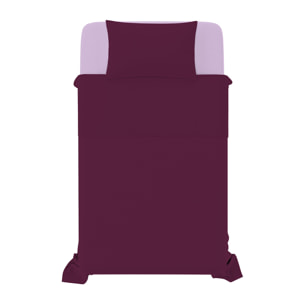 COMPLETO LETTO NATURAL COLOUR MADE IN ITALY COTONE-LILLA/PRUGNA PIAZZA E MEZZA