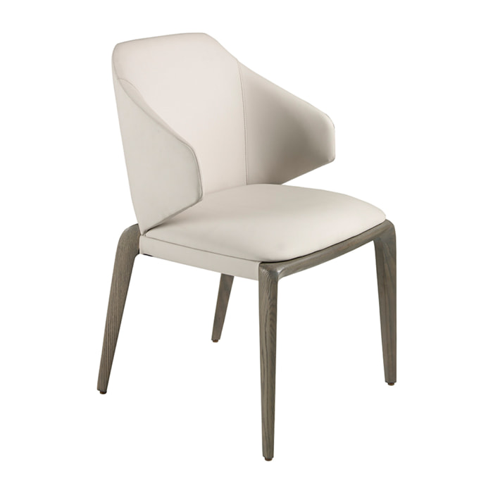 Silla Angel Cerdá con asiento y respaldo tapizados en polipiel en crema patas de madera de roble en ceniza 53x54x82cm
