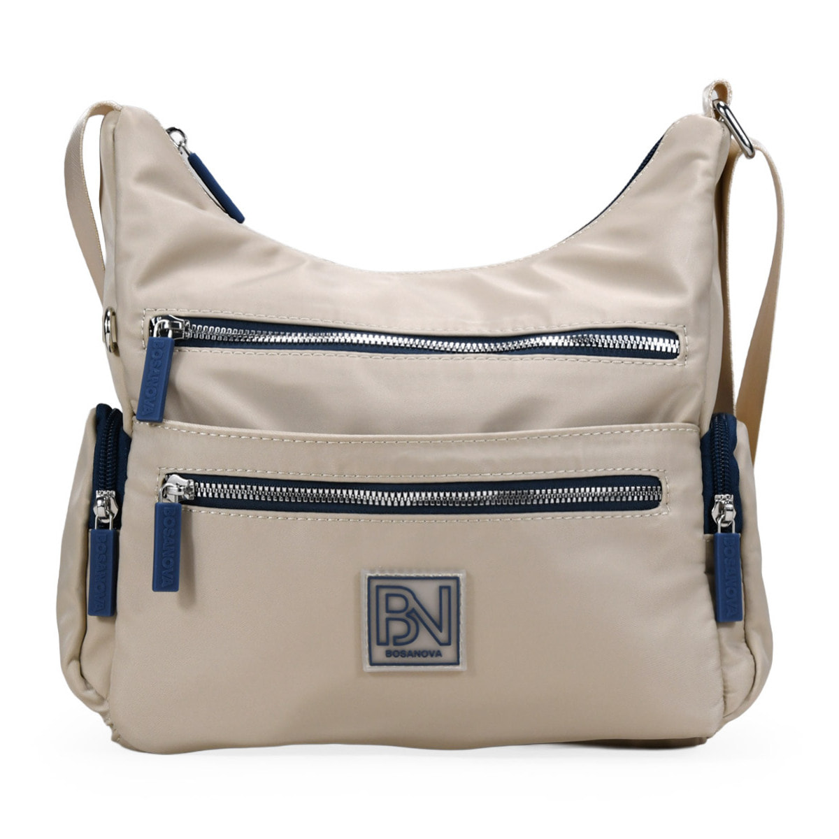 Bolso bandolera tostado en nailon con bolsillos