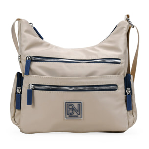 Bolso bandolera tostado en nailon con bolsillos