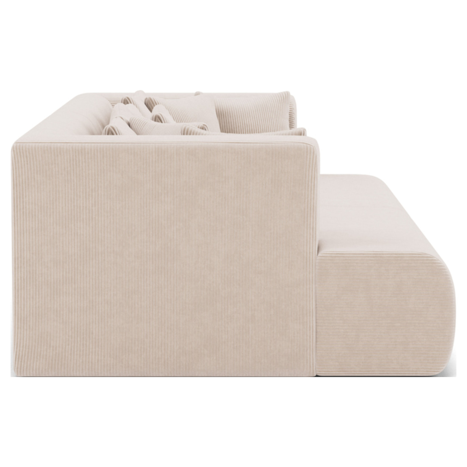 Onyx - canapé droit 4 places avec double méridienne - assise profonde - en velours côtelé - Beige