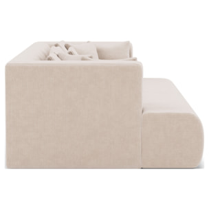 Onyx - canapé droit 4 places avec double méridienne - assise profonde - en velours côtelé - Beige