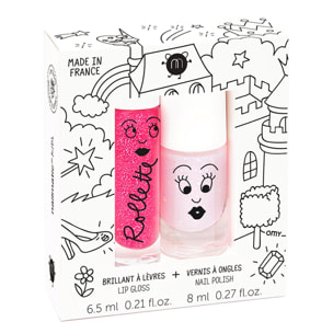 Fairytales - Coffret Vernis Rose Transparent Paillettes + Brillant à Lèvres Framboise