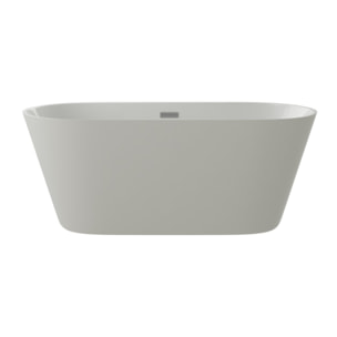MSV - Corbin Baignoire Îlot Ovale 170 cm en Acrylique Blanc Brillant, Baignoire Compacte 1 Place avec Vidage Central et Trop-plein Blanc