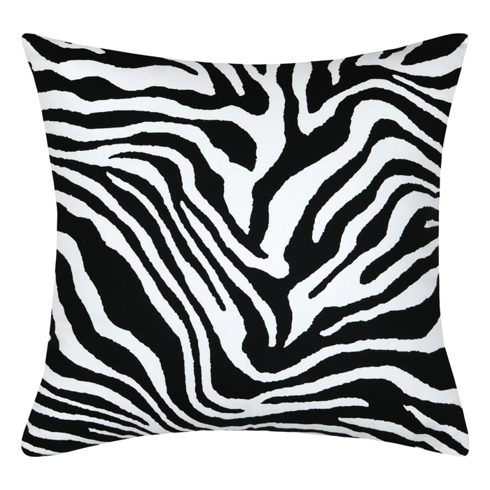 Housse de coussin imprimée motif zébré - Noir