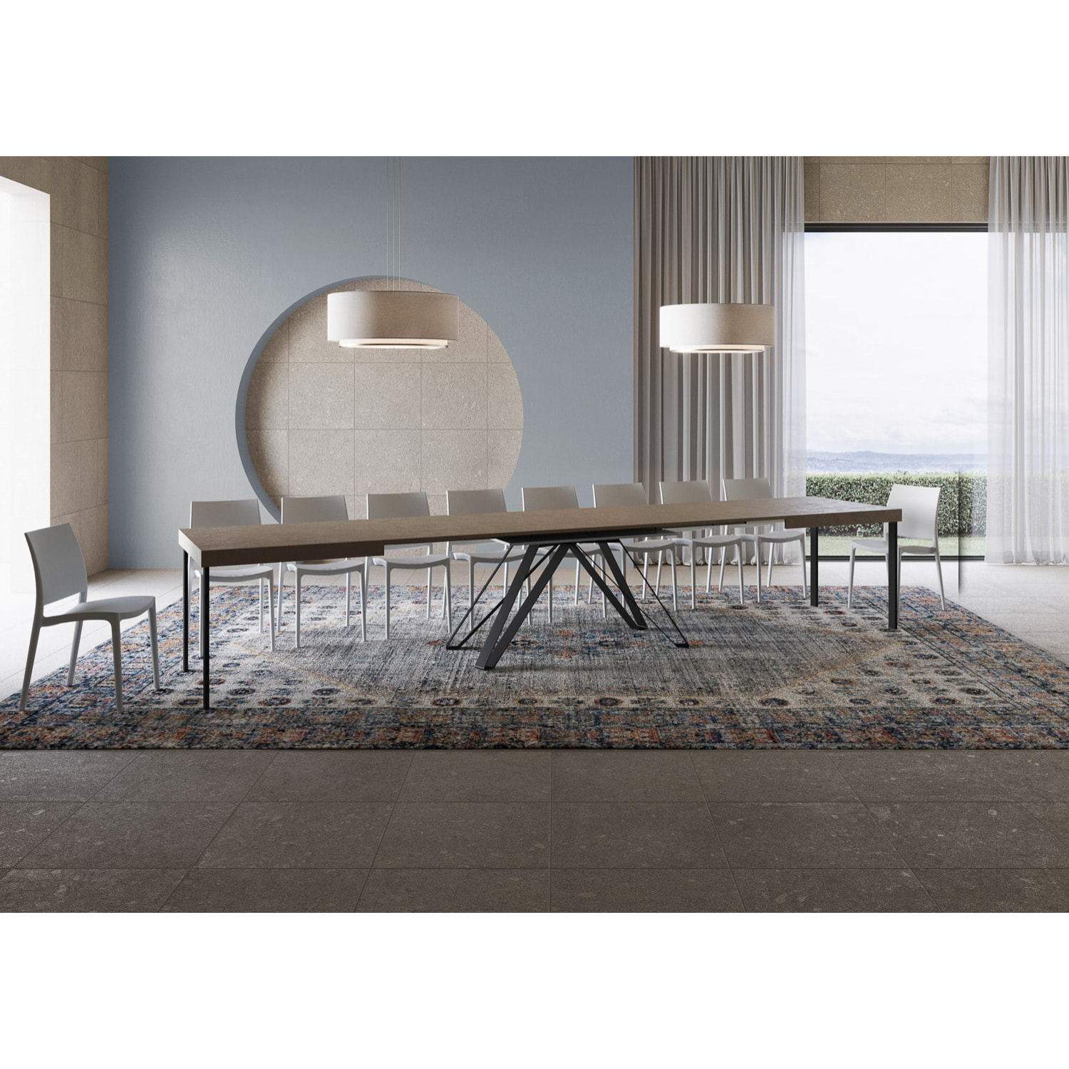 Mesa extensible 90x180/440 cm Terium gris paloma patas antracita
