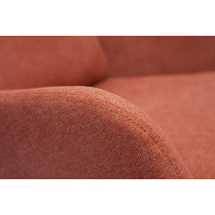 Fauteuil design en tissu effet velours terre brulée et métal noir MAXINE