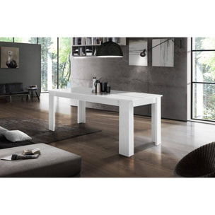 Tavolo per sala da pranzo estensibile, Made in Italy, Tavolo moderno con allunghe, Consolle allungabile, cm 160/210x90h75, colore Bianco lucido