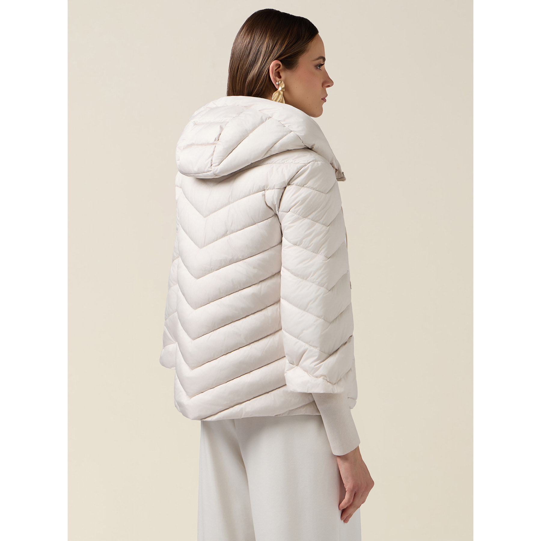 Oltre - Piumino con cappuccio e polsini - Bianco