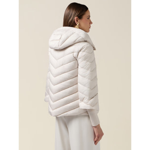 Oltre - Piumino con cappuccio e polsini - Bianco