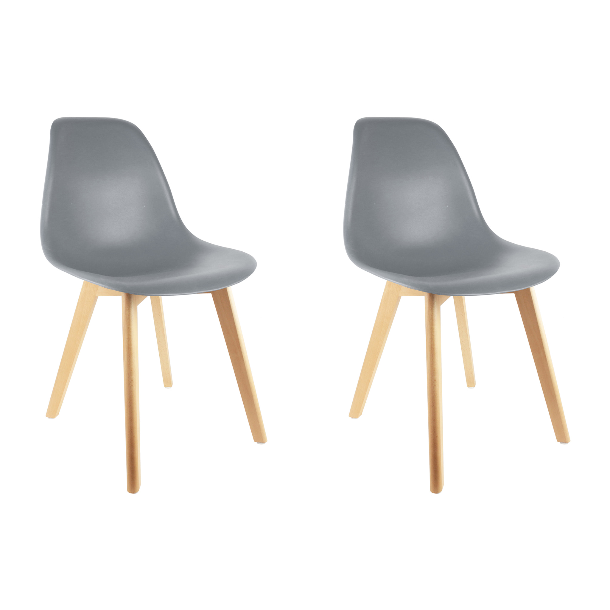 Chaise Scandinave Coque Grise - Lot De 2