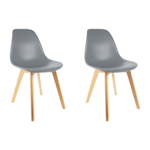 Chaise Scandinave Coque Grise - Lot De 2