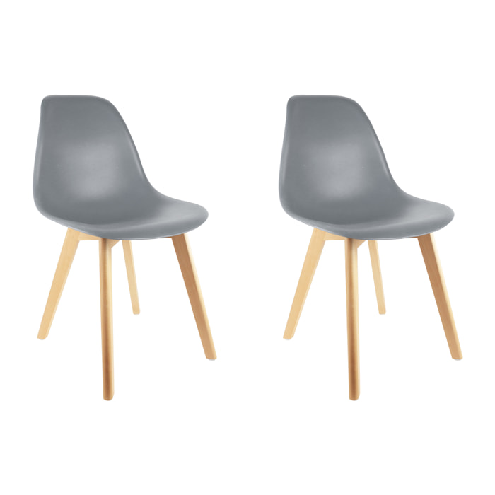 Chaise Scandinave Coque Grise - Lot De 2