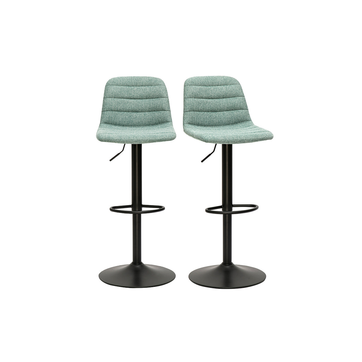 Tabourets de bar réglables en tissu effet velours texturé céladon et métal (lot de 2) SAURY