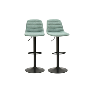 Tabourets de bar réglables en tissu effet velours texturé céladon et métal (lot de 2) SAURY