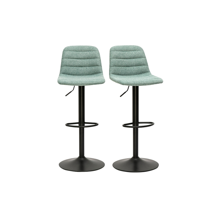 Tabourets de bar réglables en tissu effet velours texturé céladon et métal (lot de 2) SAURY
