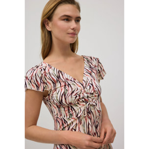 Abito corto stampato con scollo a V