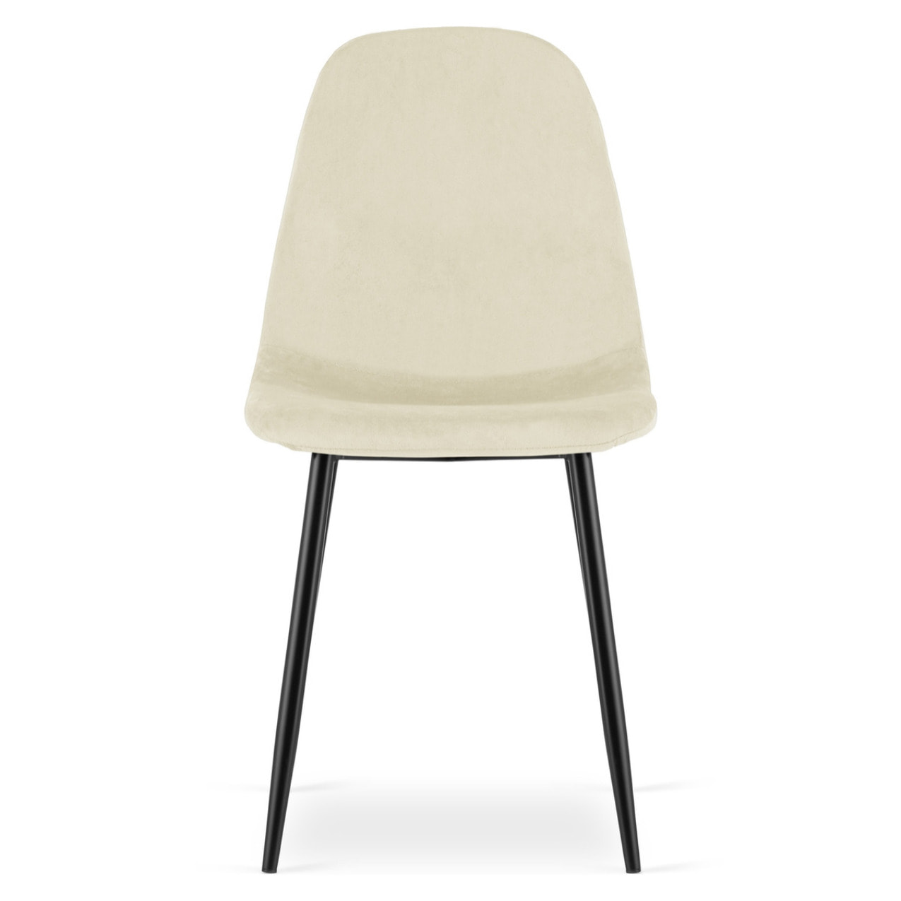 Set di 2 sedie Como in velluto beige con gambe nere