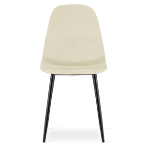 Set di 2 sedie Como in velluto beige con gambe nere