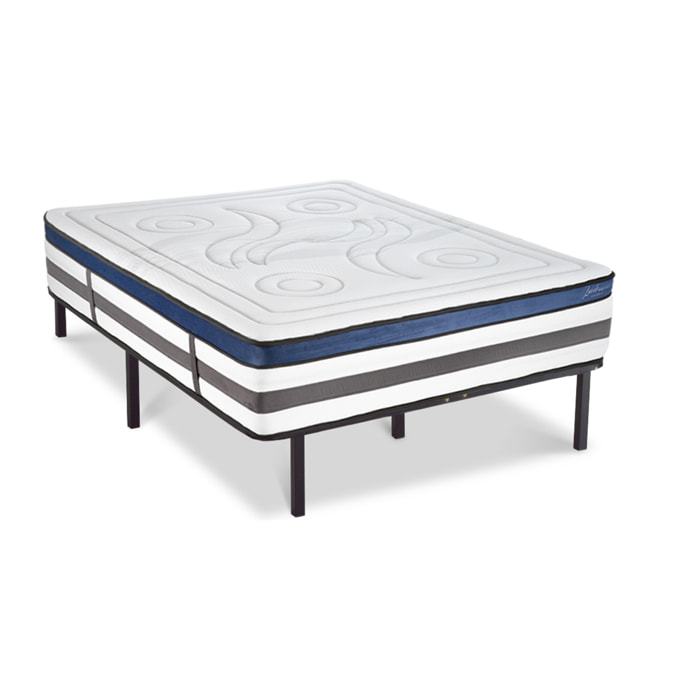 Ensemble Matelas Quintessence mémoire de forme - 30cm + sommier cadre métal - 1 Place