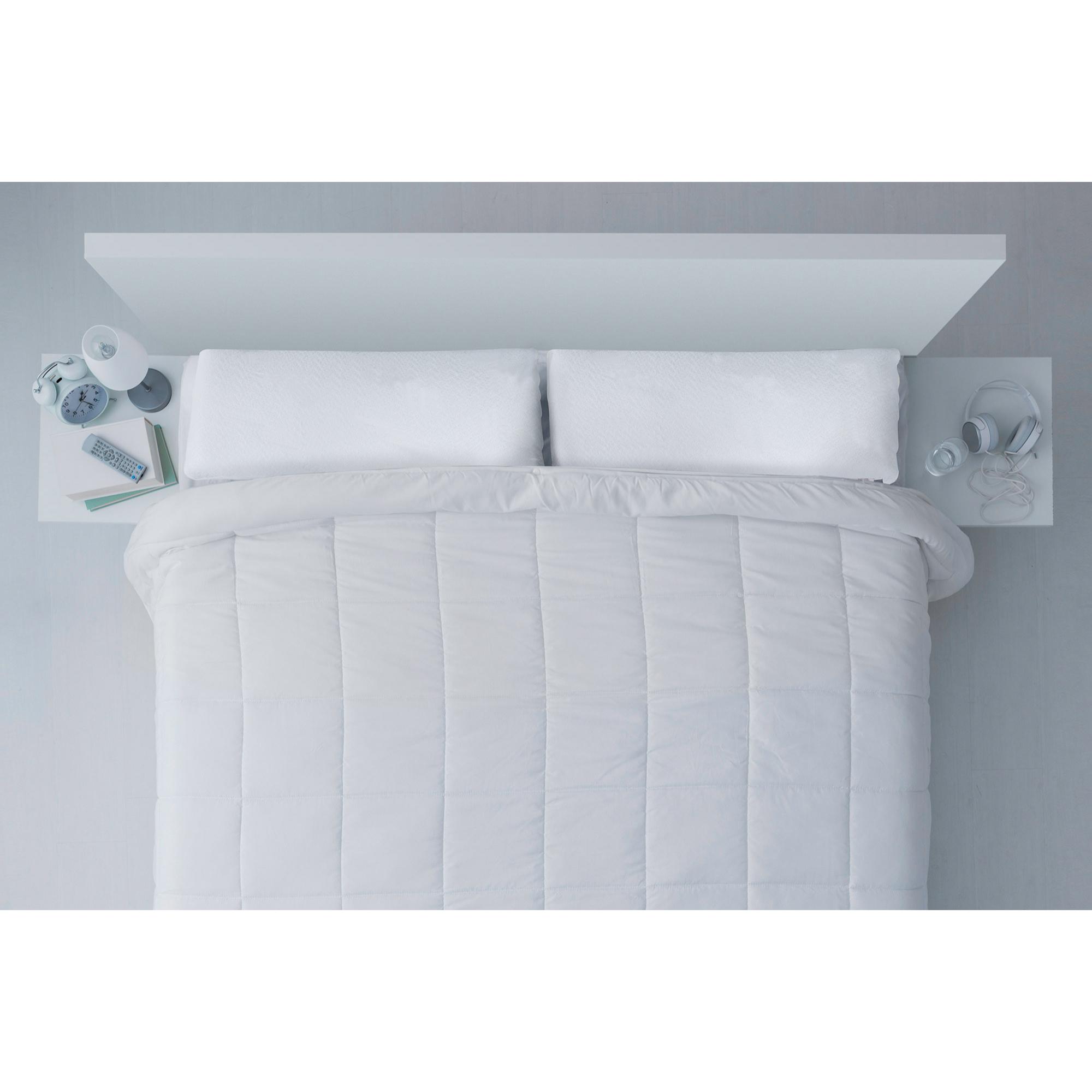 Pack De Base Tapizada Blanca + Colchón Viscoelástico Con 1 Almohada Nordic